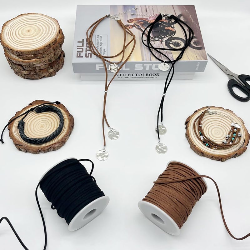 LUSTEMBER Leather String  2 Rolls Faux Leather Cord  Flat Suede Leather Lace for Necklaces  Bracelets  Jewelry Making  Tassels  Dream Catchers and Art Crafts - Image 4